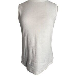 Croft & Borrow women’s small white tank top round neck stretch Cotton